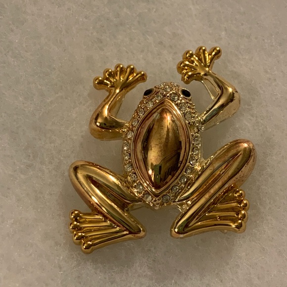 FROG BROOCH PIN BEST GOLD TONED VINTAGE - Picture 2 of 8